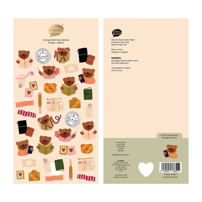 TN Bear Deco Washi Sticker Sheet