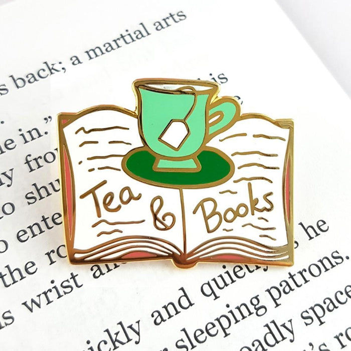 Tea & Books Enamel Lapel Pin