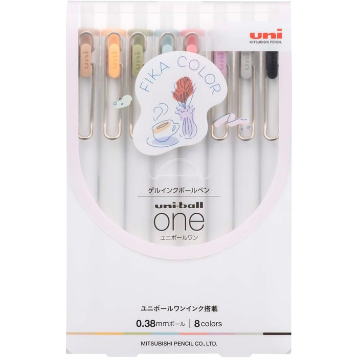 Uni-Ball One Gel Pens - Limited Edition 'Fika' 8 Colour Set - 0.38mm