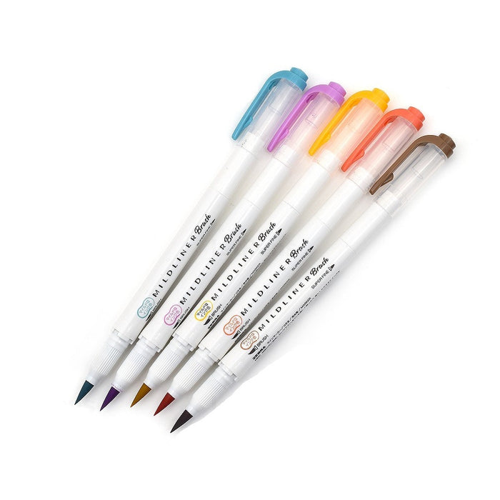 Zebra Mildliner Double Ended Brush Pen & Marker 5/Pkg Warm