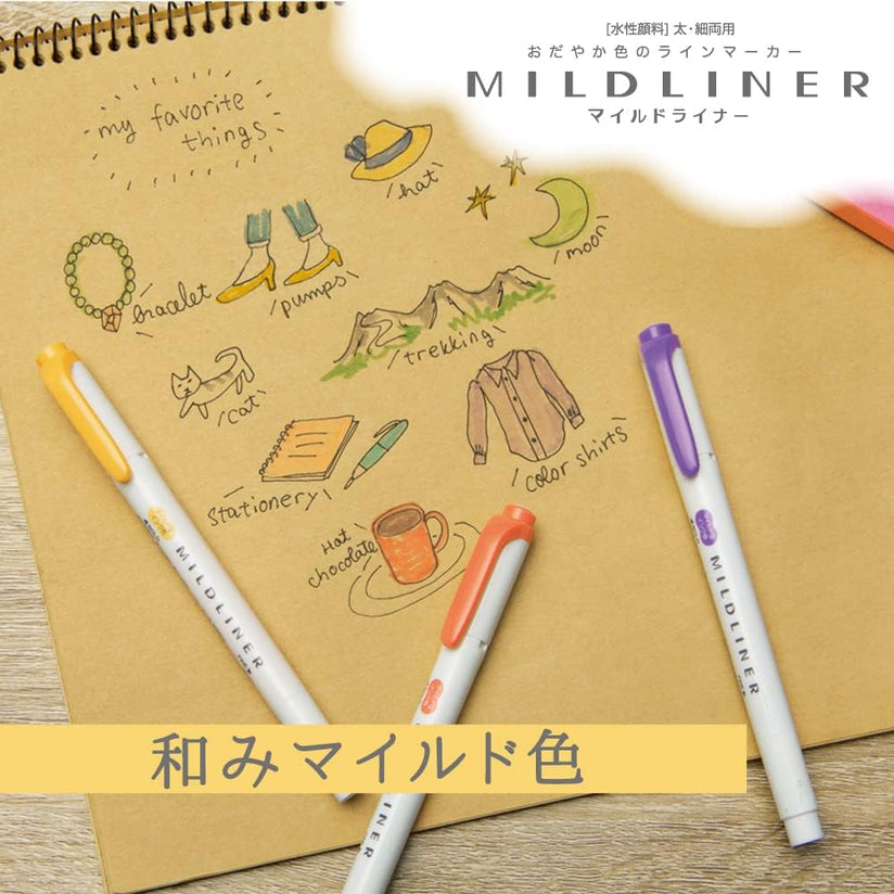 Zebra Mildliner Double-Sided Highlighter - Warm Set (5 Colours)
