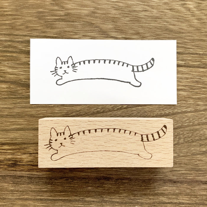 Wood Stamp - Stretching Cat