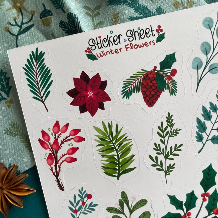 Winter Flowers Sticker Sheet