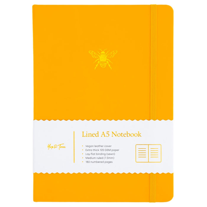 A5 Lined Journal - Bee - Sunshine Yellow
