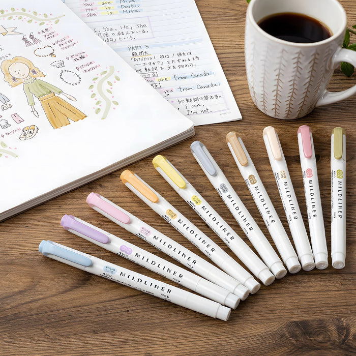 Zebra Mildliner 10 Colour Set - Gentle & Neutral