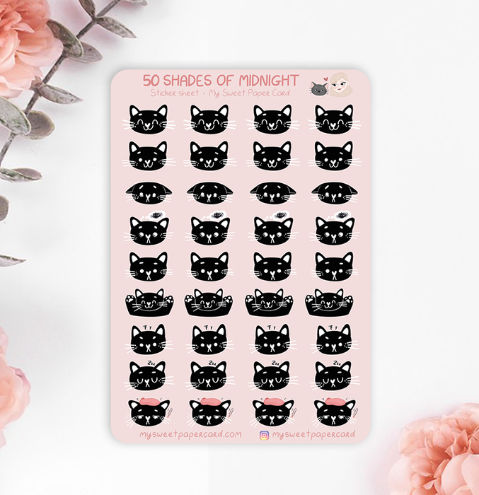 Midnight Mood Cat Planner Stickers