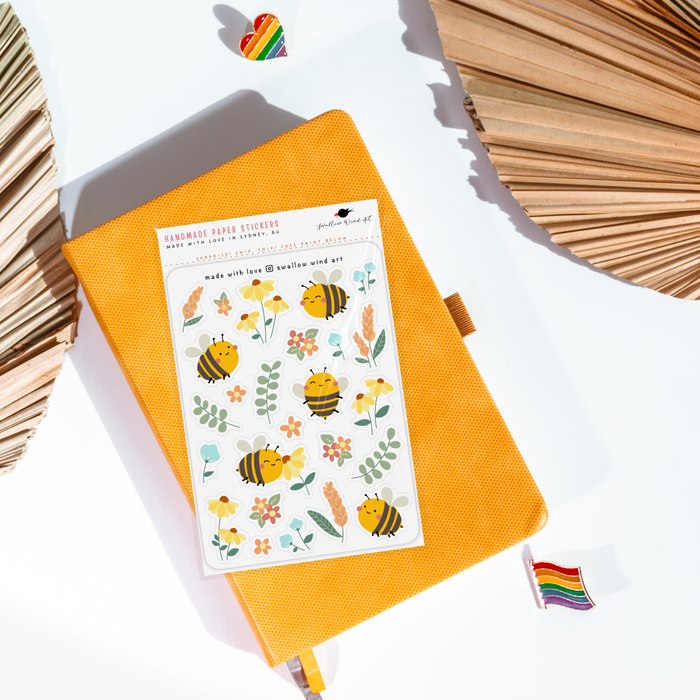 Sticker Sheet - Bees & Flowers