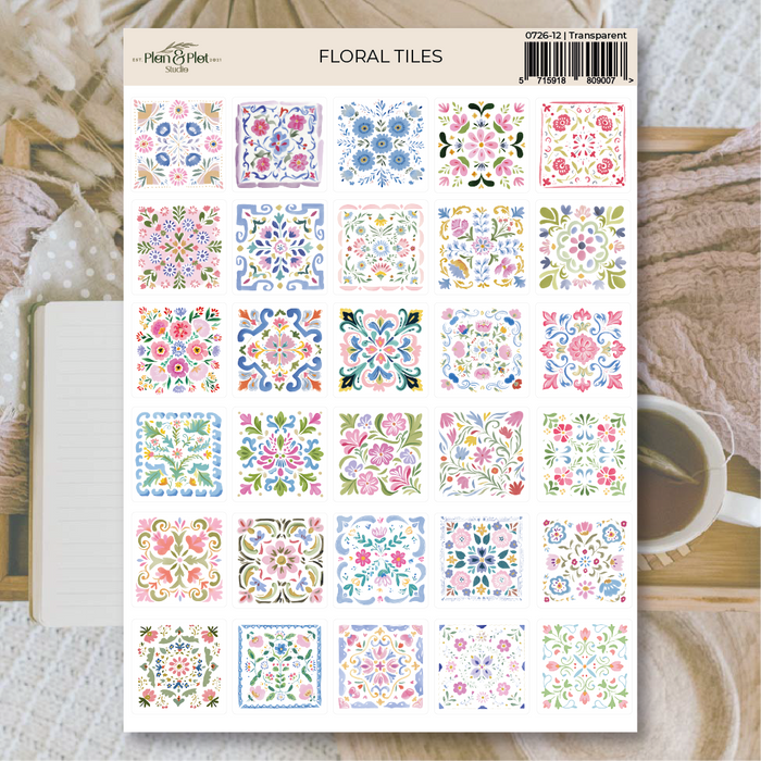Floral Tiles Transparent Sticker Sheet