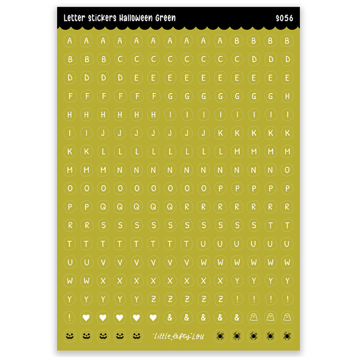 A5 Green Halloween Letters Sticker Sheet