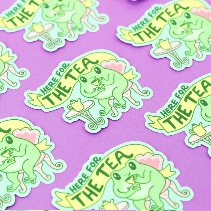 Here for the Tea Frog Vinyl Sticker