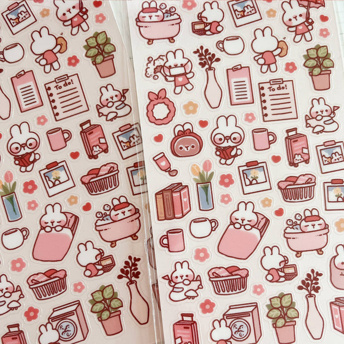 Daily Life of Rabbit Clear Sticker Sheet