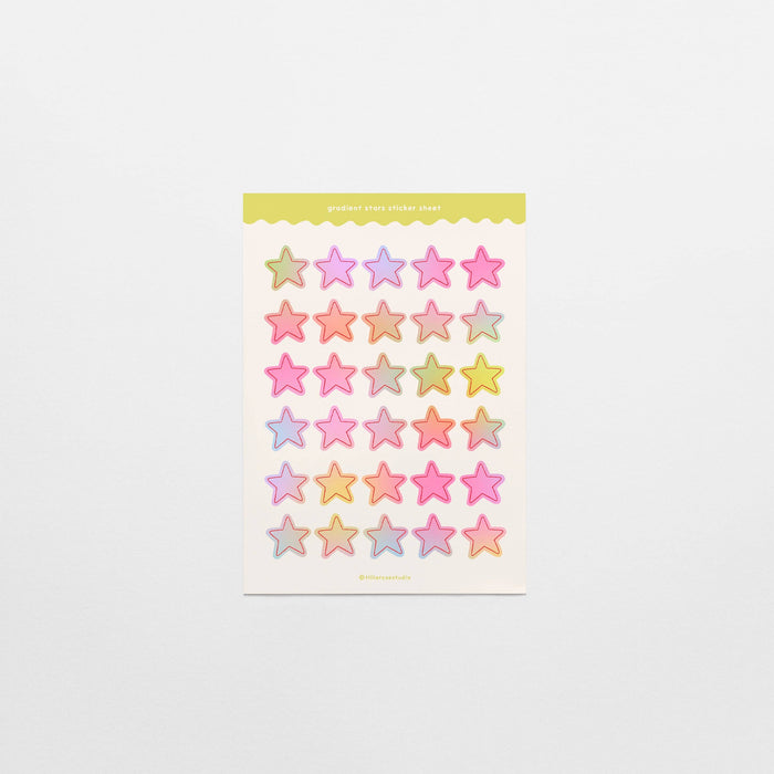 Pastel Gradient Stars Sticker Sheet