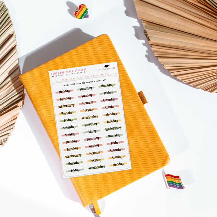 Sticker Sheet - Functional Days of the Week