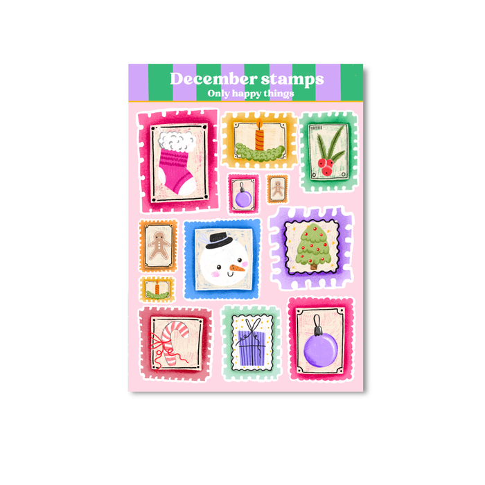 December Stamps A6 Sticker Sheet