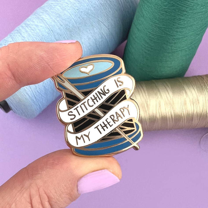 Stitching Is My Therapy Enamel Lapel Pin