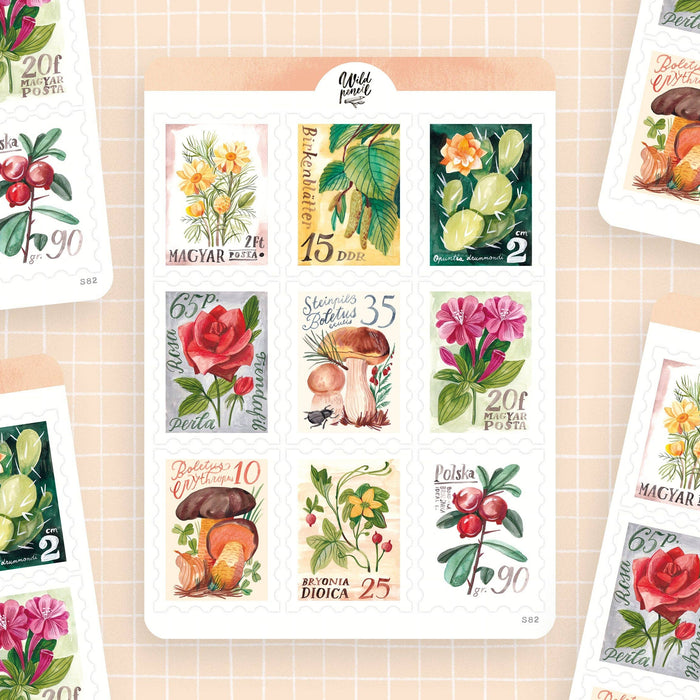 Sticker Sheet — Vintage Stamps