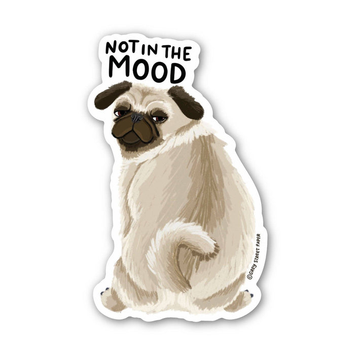 Not In The Mood Pug Dog Vinyl Sticker