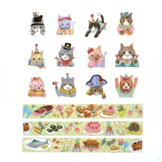 Bande Washi Tape Sticker Roll Set - Cat Party