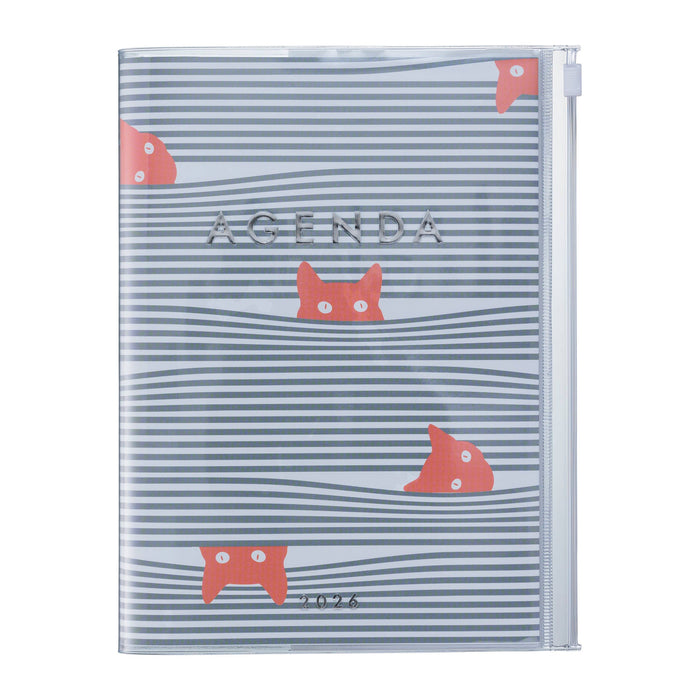 Weekly Vertical Planner 2026-16 months A5 Cats - Gray