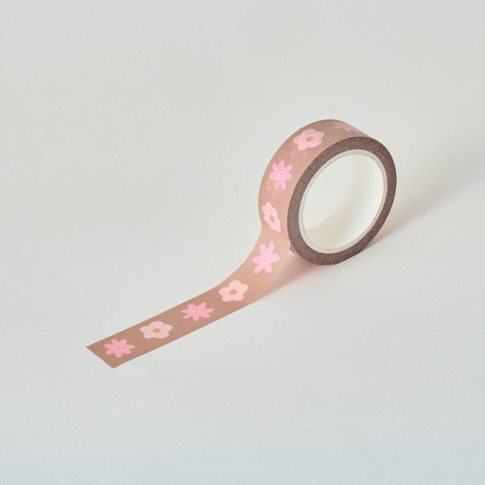 Brown and Pink Floral Washi Tape