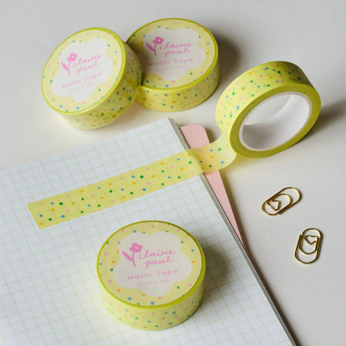 Yellow Funfetti Polka Dots Washi Tape