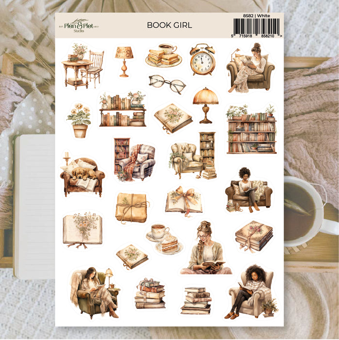 Book Girl Sticker Sheet