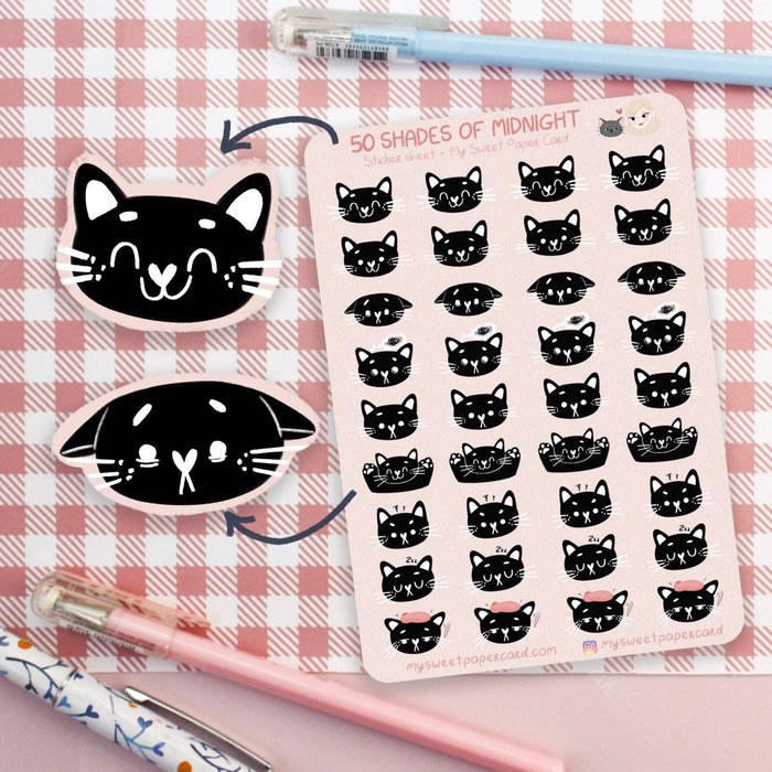 Midnight Mood Cat Planner Stickers