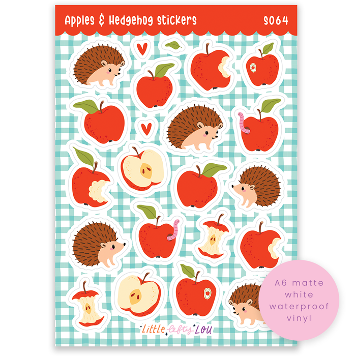 A6 Apples & Hedgehogs Sticker Sheet