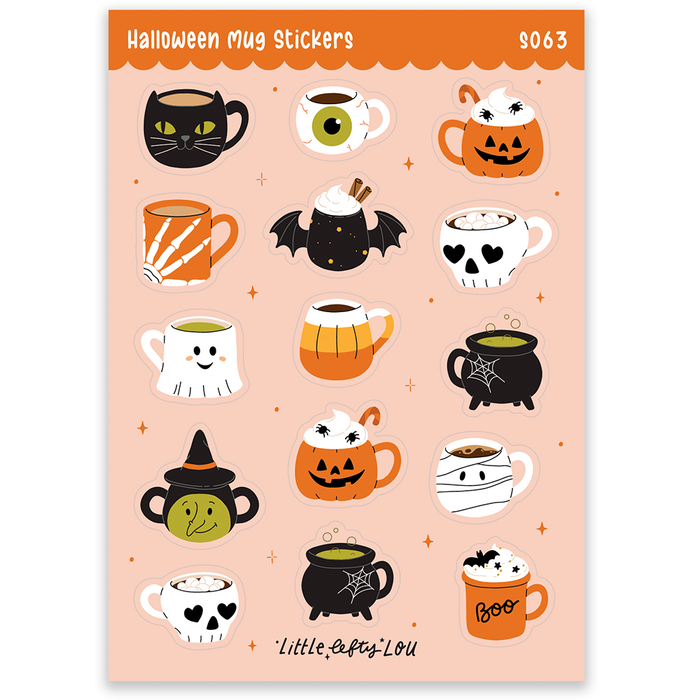 A6 Halloween Mugs Sticker Sheet