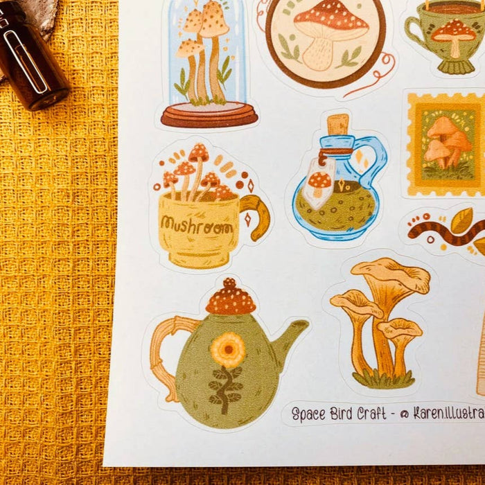 Vintage Mushrooms Sticker Sheet