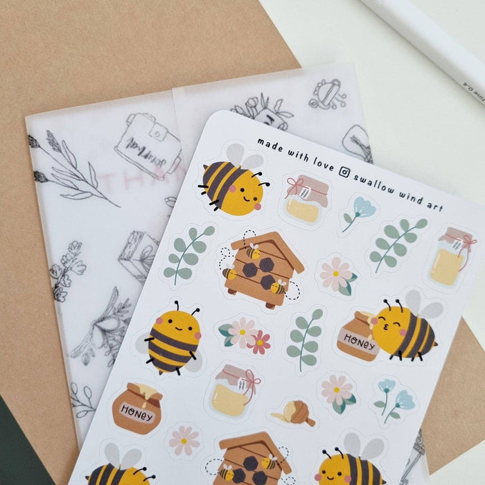 Sticker Sheet - Happy Honey Bee