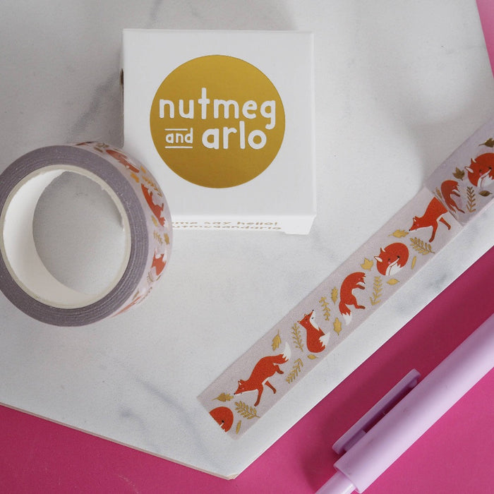 Happy Foxes Gold Foil Washi Tape