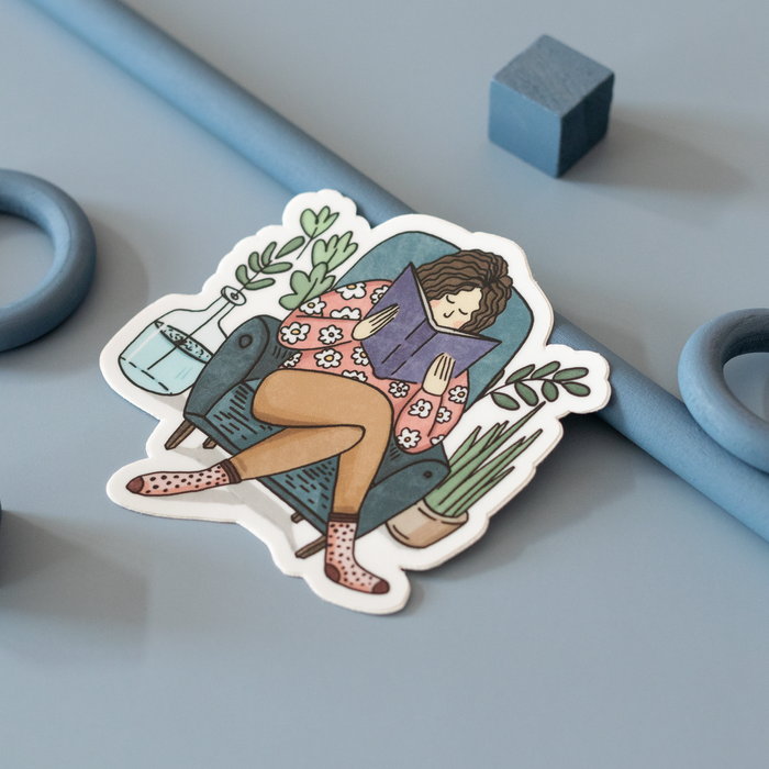 Cozy Reader Vinyl Sticker