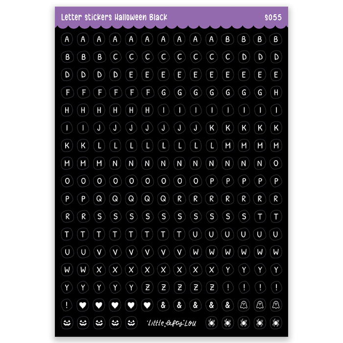 A5 Black Halloween Letters Sticker Sheet