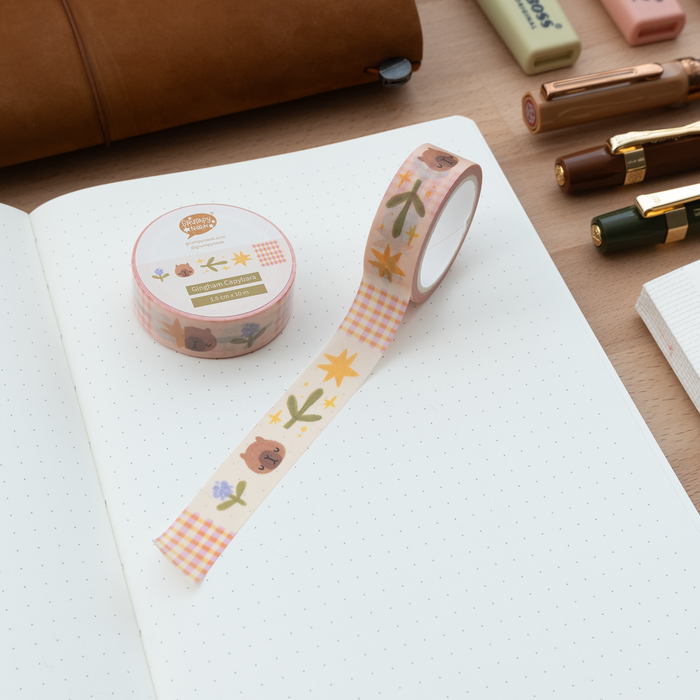 Gingham Capybara Washi Tape