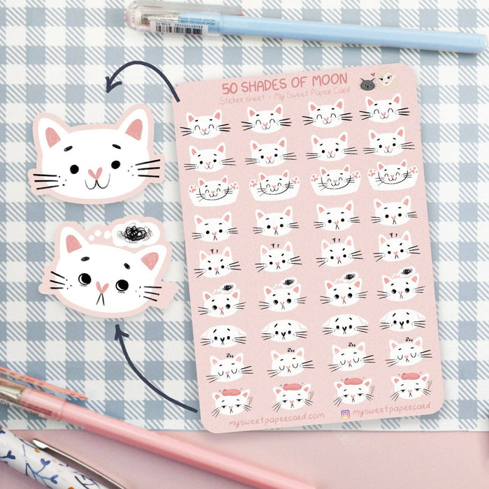 Moon Mood Cat Planner Stickers