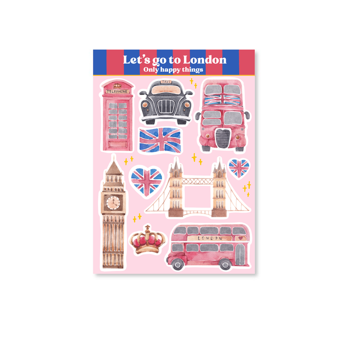 Let's Go to London A6 Sticker Sheet