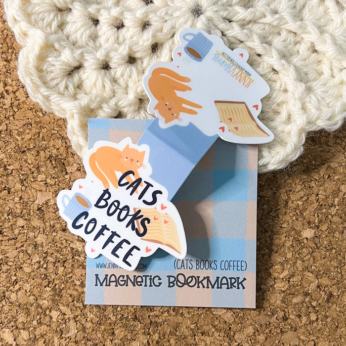 Cats, Books, Coffee Magnetic Bookmark