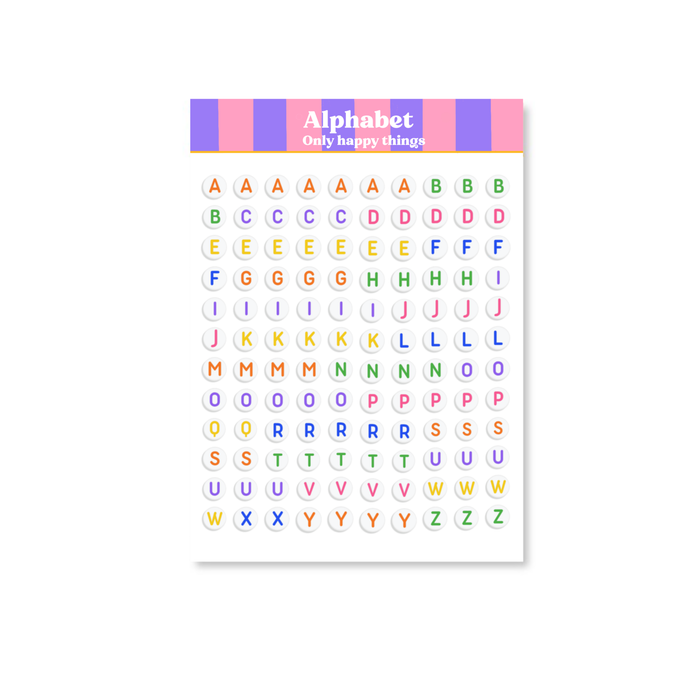 Alphabet A6 Sticker Sheet
