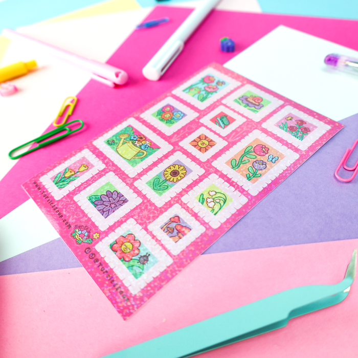 Floral Stamps Vinyl Sticker Sheet