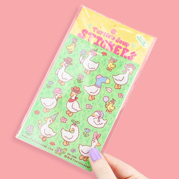 Ducks with Hats Vinyl Sticker Sheet