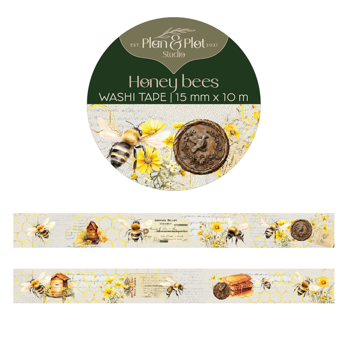 Honey Bees Gold Foil Washi Tape 