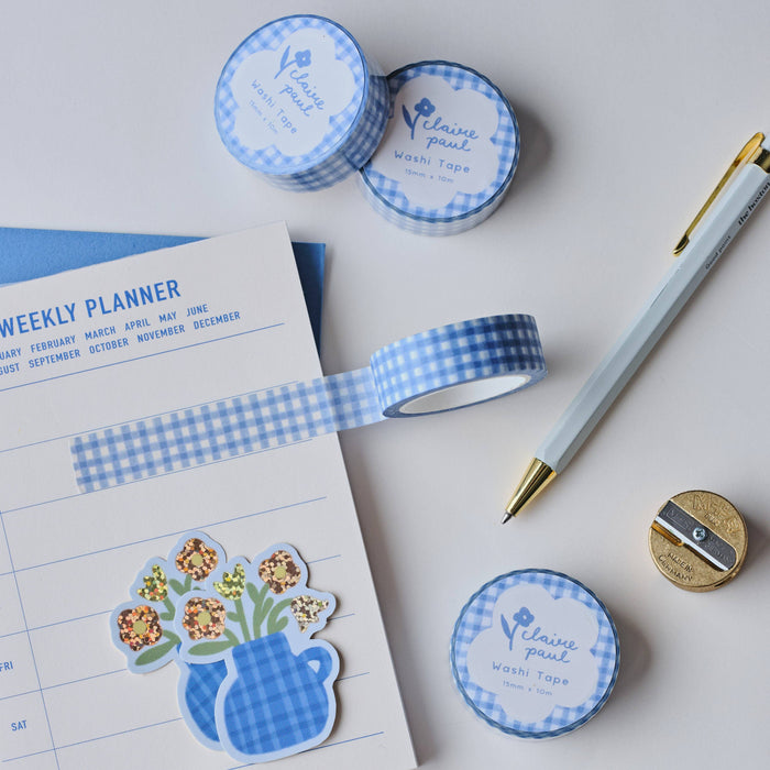 Blue Gingham Washi Tape