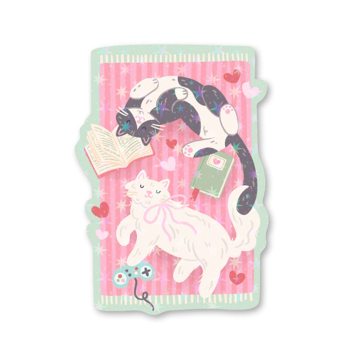 Cosy Cats Holographic Vinyl Sticker