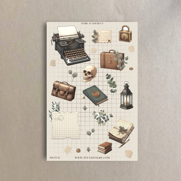 Dark Academia 9 Sticker Sheet