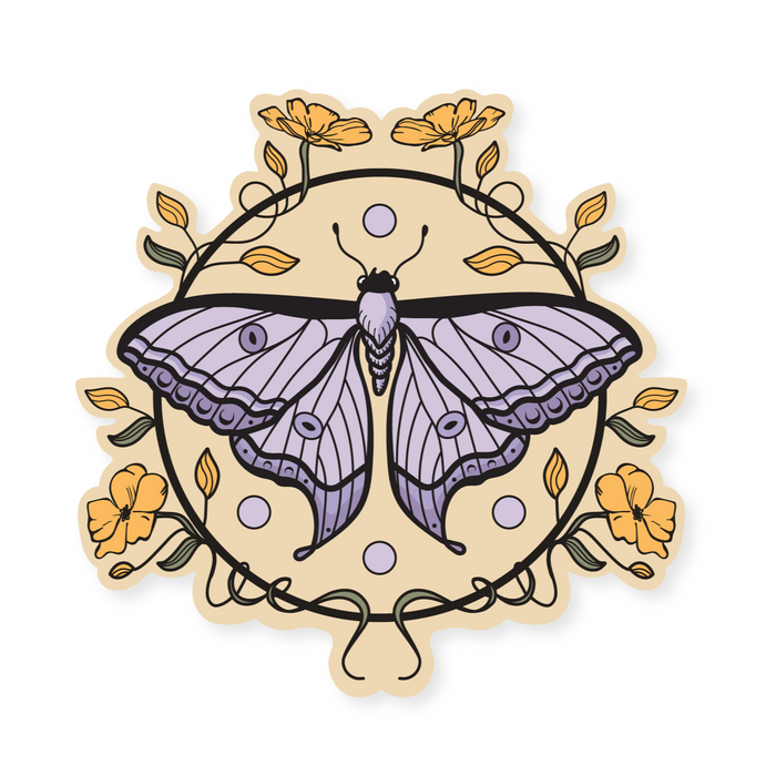 Floral Moth Vinyl Sticker