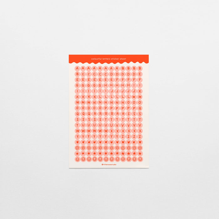 Coral Letter Bead Sticker Sheet