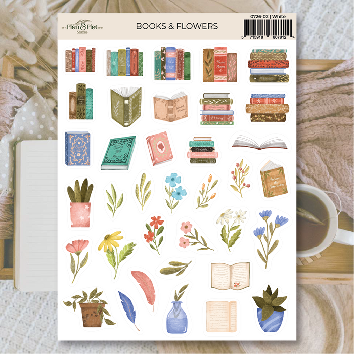Books & Flowers Sticker Sheet