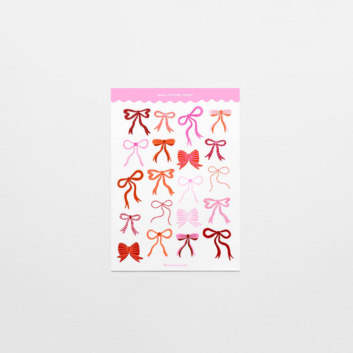 Pink and Red Bows Clear Sticker Sheet