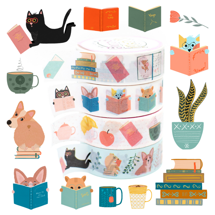 Limited Edition Exclusive Washi Tape - Pets & Books